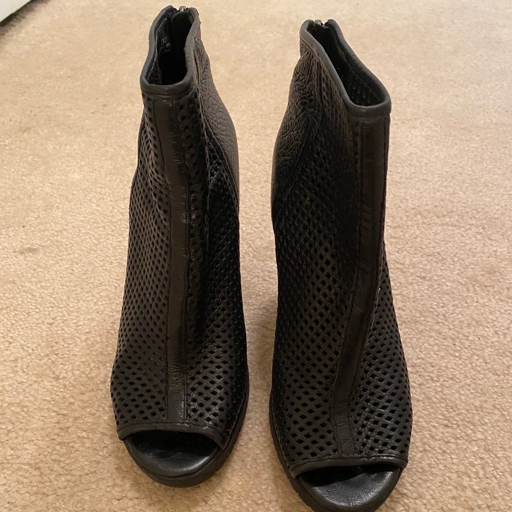 ASH 8 1/2 Black Leather Wedge Ankle Booties